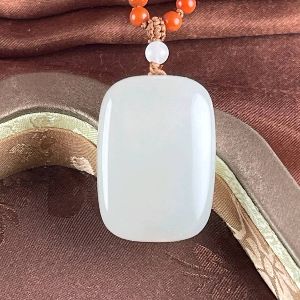 和田玉白玉平安无事牌